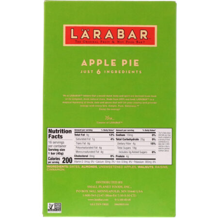 Larabar, The Original Fruit & Nut Food Bar, Apple Pie, 16 Bars, 1.6 oz (45 g) Each - Image 3