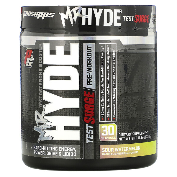 ProSupps, Mr. Hyde Test Surge, Testosterone Boosting Pre-Workout, Sour Watermelon, 11.8 oz (336 g)