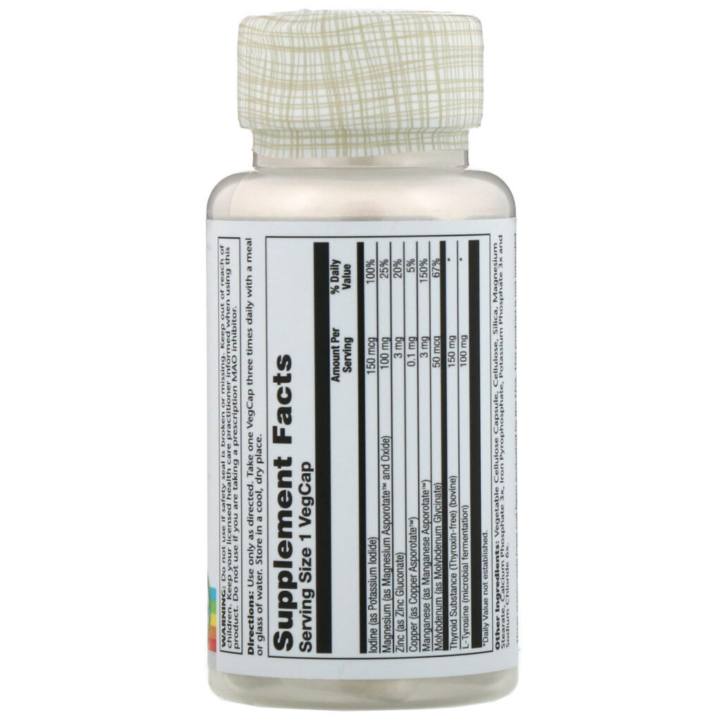 Solaray, Freeze Dried Thyroid Caps, 60 Capsules - Imagem 2