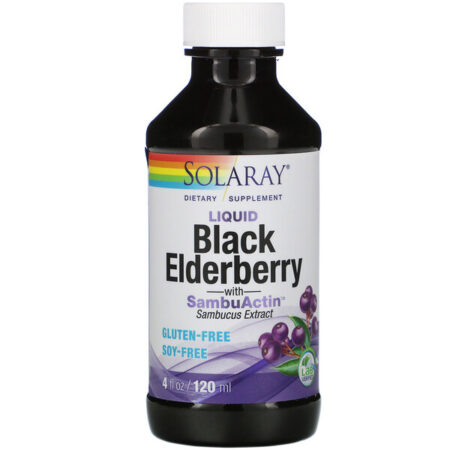 Solaray, Liquid Black Elderberry Extract with SambuActin, 4 oz (120 ml)