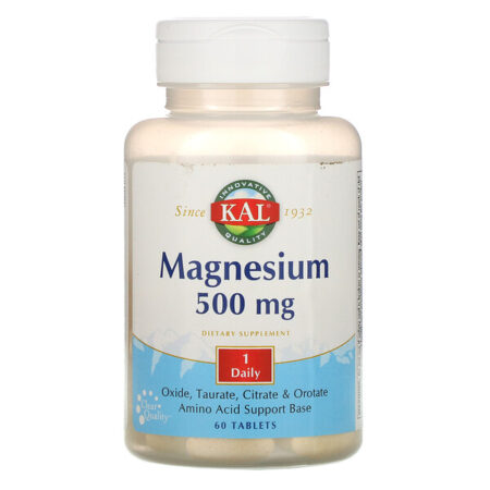 KAL, Magnésio, 500 mg, 60 Comprimidos