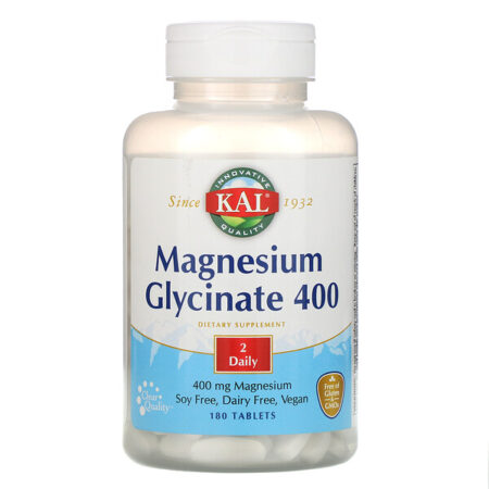 KAL, Glicinato de magnésio 400, 400 mg, 180 Comprimidos