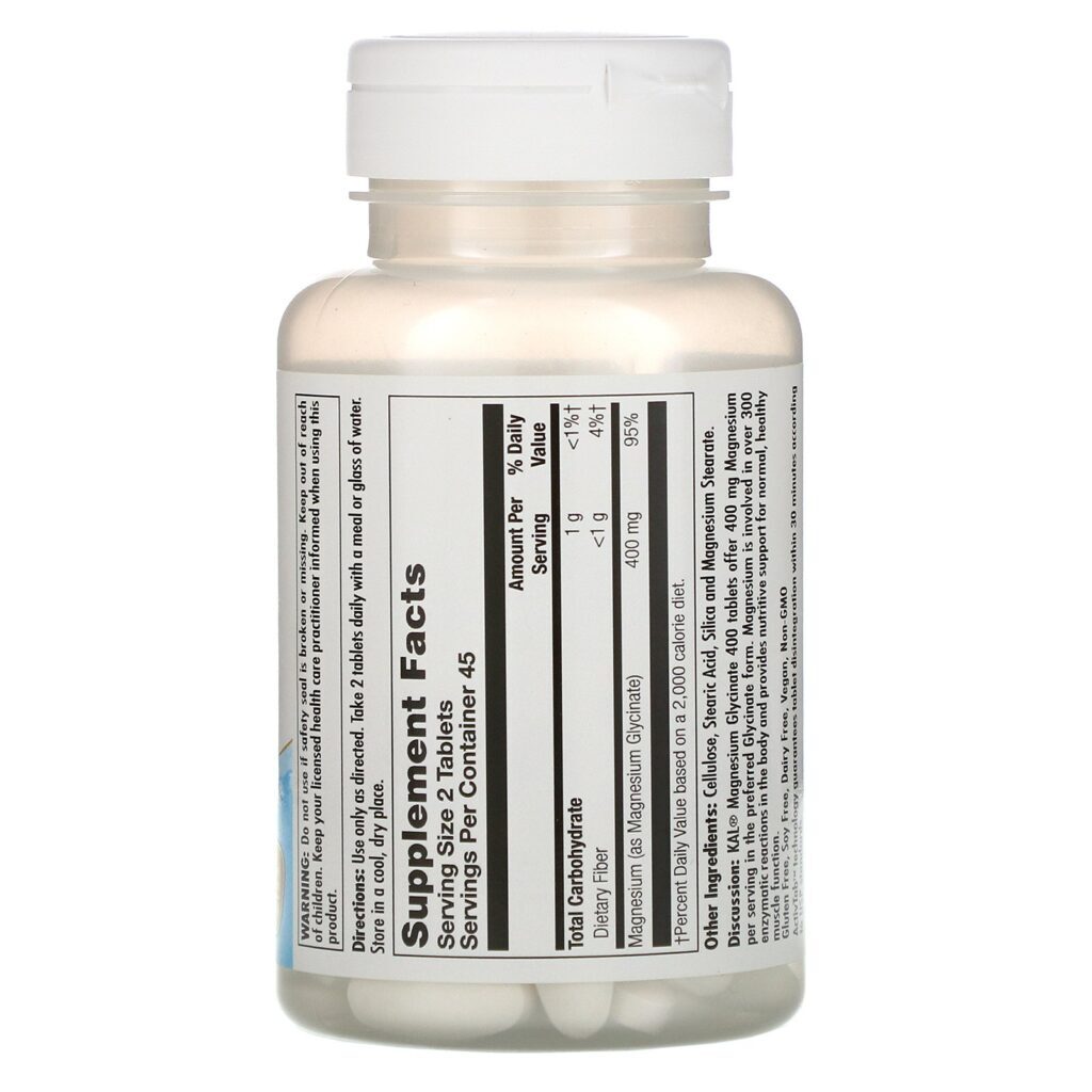 KAL, Glicinato de magnésio 400, 400 mg, 90 Comprimidos - Imagem 2