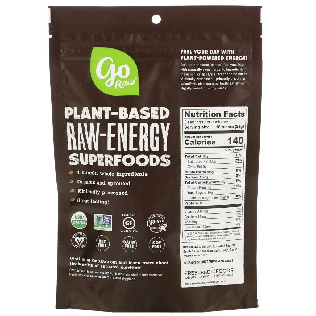 Go Raw, Orgânico, Biscoitos Germinados, Crocância de Chocolate, 85 g (3 oz) - Imagem 2