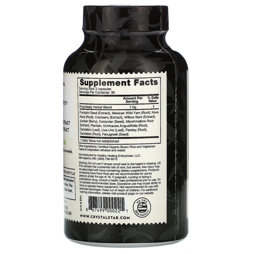 Crystal Star, Bladder Strength, 60 Vegetarian Capsules - Imagem 2