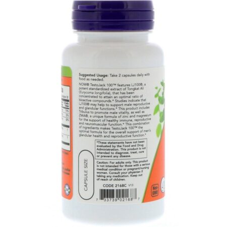 Now Foods, TestoJack 100, 60 cápsulas veg - Imagem 2