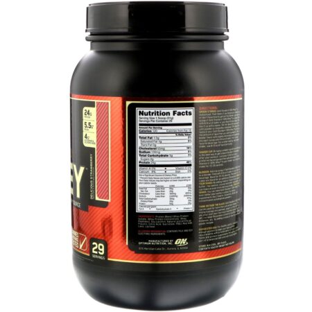 Optimum Nutrition, Gold Standard, 100% Whey, Delícia de Morango, 909 g (2 lb) - Image 2