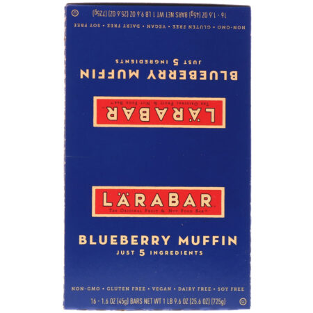 Larabar, The Original Fruit & Nut Food Bar, Blueberry Muffin, 16 Bars, 1.6 oz (45 g) Each - Image 2