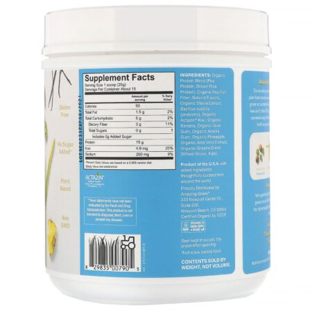 Amazing Grass, Amazing Protein, Digestivo, 5 Bilhões de UFCs, Sabor Baunilha Taitiana, 13,2 oz (375 g) - Image 2