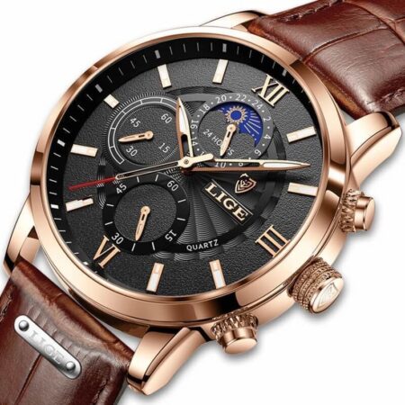 Relógio Masculino Lige Ocean King Com Pulseira de Couro — foto 1 Relógio Masculino Lige Ocean King Com Pulseira de Couro — foto 1
