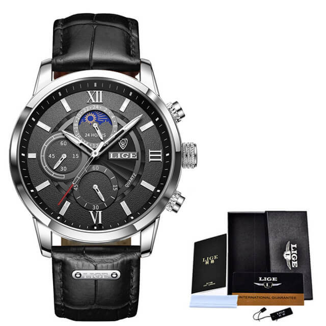 Relógio Masculino Lige Ocean King Com Pulseira de Couro — foto 6 Relógio Masculino Lige Ocean King Com Pulseira de Couro - Imagem 6