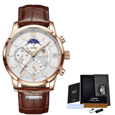 Relógio Masculino Lige Ocean King Com Pulseira de Couro — foto 11 Relógio Masculino Lige Ocean King Com Pulseira de Couro — foto 11