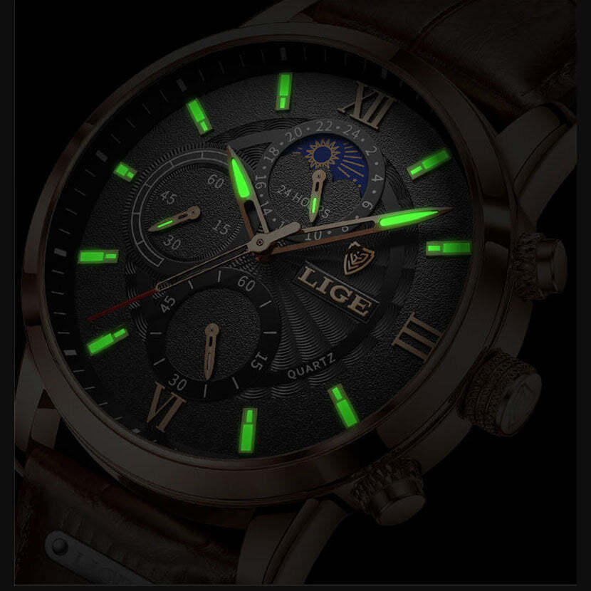 Relógio Masculino Lige Ocean King Com Pulseira de Couro — foto 5 Relógio Masculino Lige Ocean King Com Pulseira de Couro - Imagem 5
