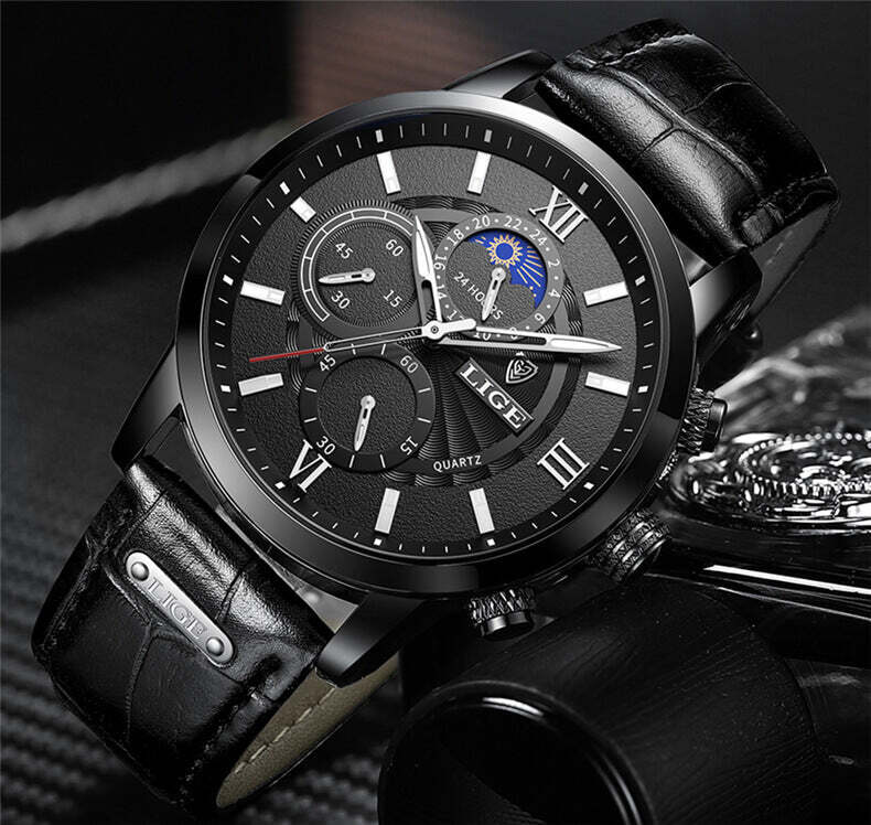 Relógio Masculino Lige Ocean King Com Pulseira de Couro — foto 7 Relógio Masculino Lige Ocean King Com Pulseira de Couro - Imagem 7