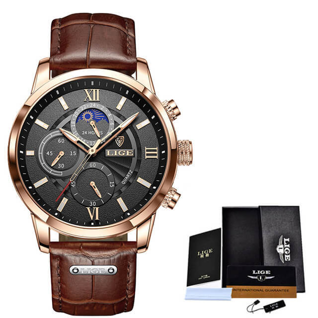 Relógio Masculino Lige Ocean King Com Pulseira de Couro — foto 8 Relógio Masculino Lige Ocean King Com Pulseira de Couro - Imagem 8
