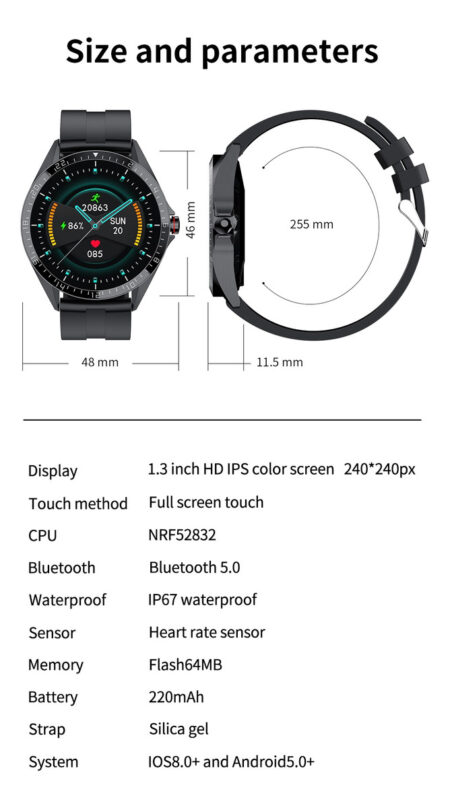 Relógio Smartwatch Kumi Gw16t Bluetooth 5.0 Tela 1.3 Pol. - Image 5