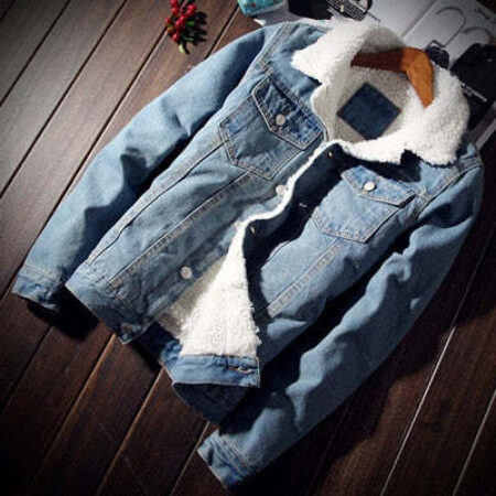 Jaqueta Jeans Overside Masculina Forroda em Lã - Imagem 2