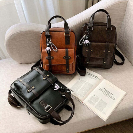 Bolsa Mochila Feminina Executiva Vintage com Fivelas - Imagem 5