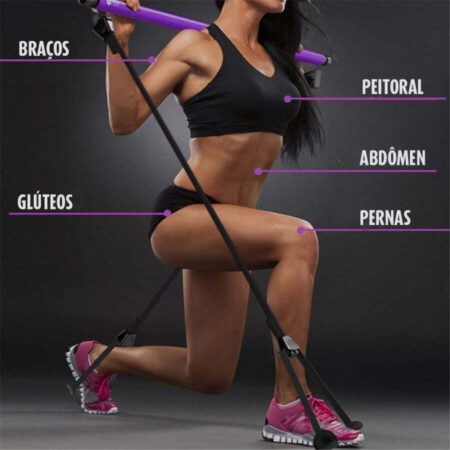 Barra com Elastico Multifuncional Pilates - Imagem 4