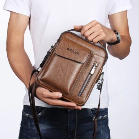 Bolsa Transversal de Couro Masculina Pequena - Imagem 3