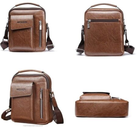 Bolsa Transversal de Couro Masculina Pequena - Imagem 4