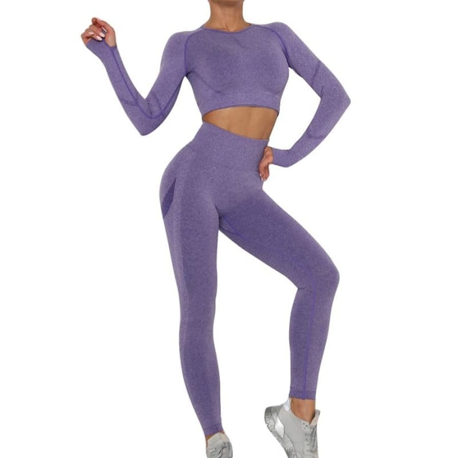 Conjunto Fitness Mesclado Feminino Sem Costura - Imagem 3