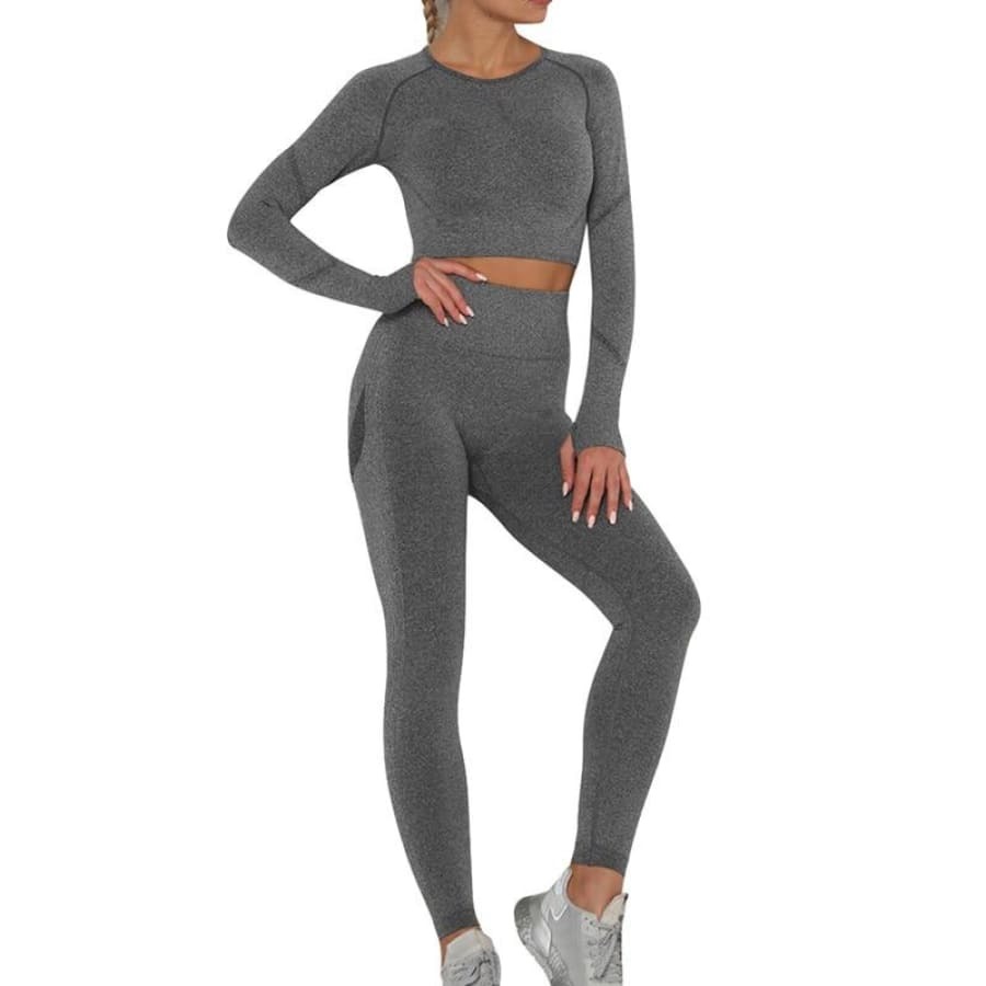 Conjunto Fitness Mesclado Feminino Sem Costura - Imagem 6