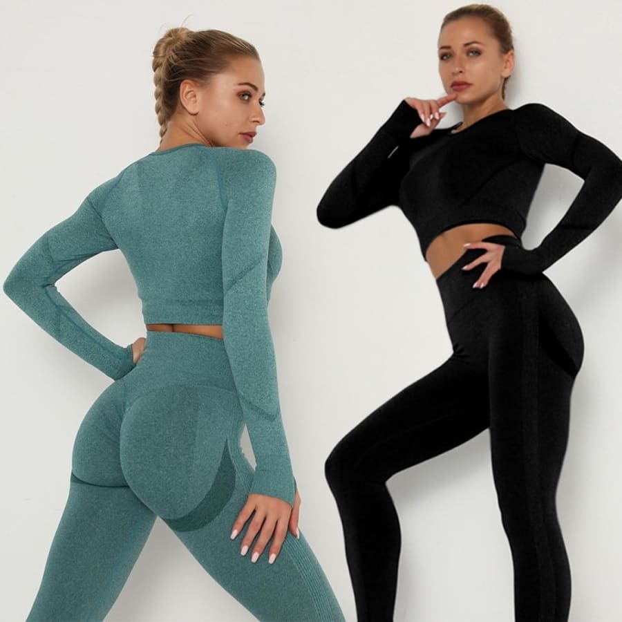 Conjunto Fitness Mesclado Feminino Sem Costura