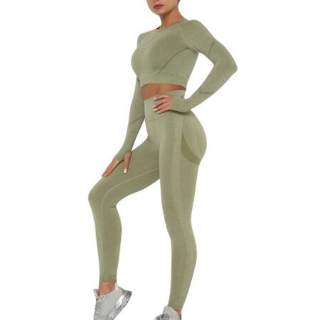 Conjunto Fitness Mesclado Feminino Sem Costura - Imagem 7