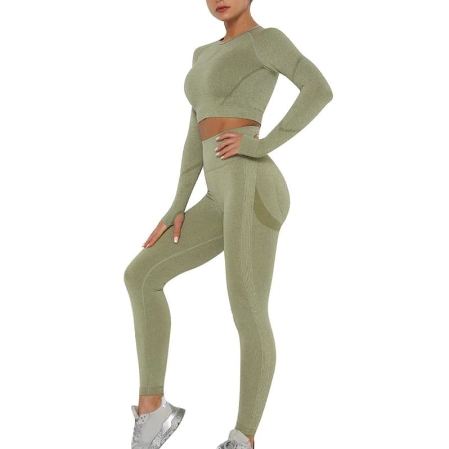 Conjunto Fitness Mesclado Feminino Sem Costura - Imagem 7