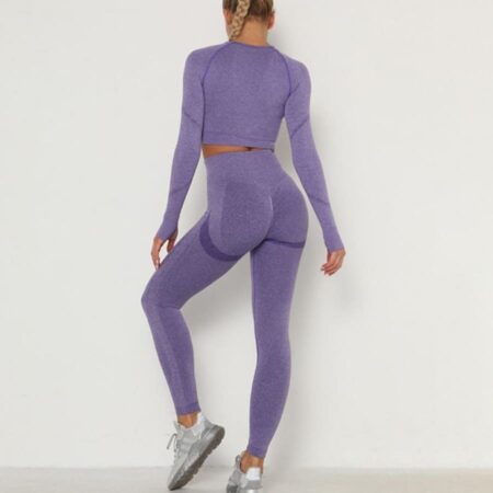 Conjunto Fitness Mesclado Feminino Sem Costura - Imagem 4