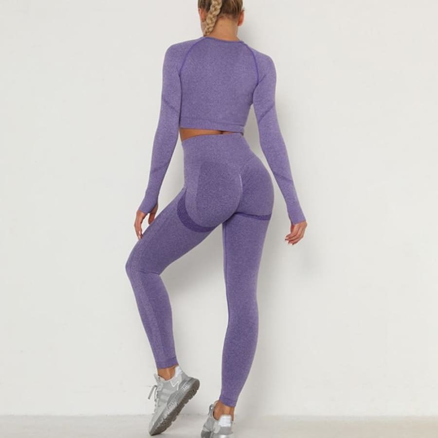Conjunto Fitness Mesclado Feminino Sem Costura - Imagem 4