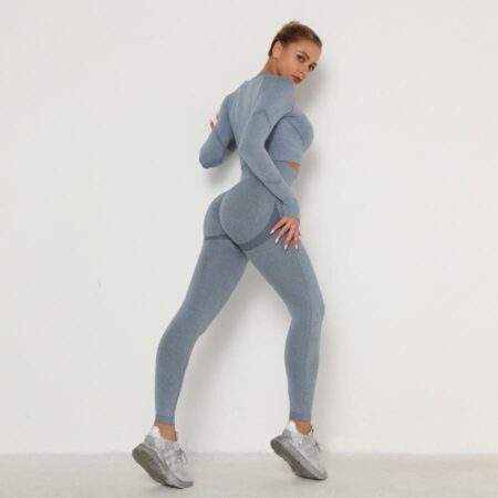 Conjunto Fitness Mesclado Feminino Sem Costura - Imagem 24