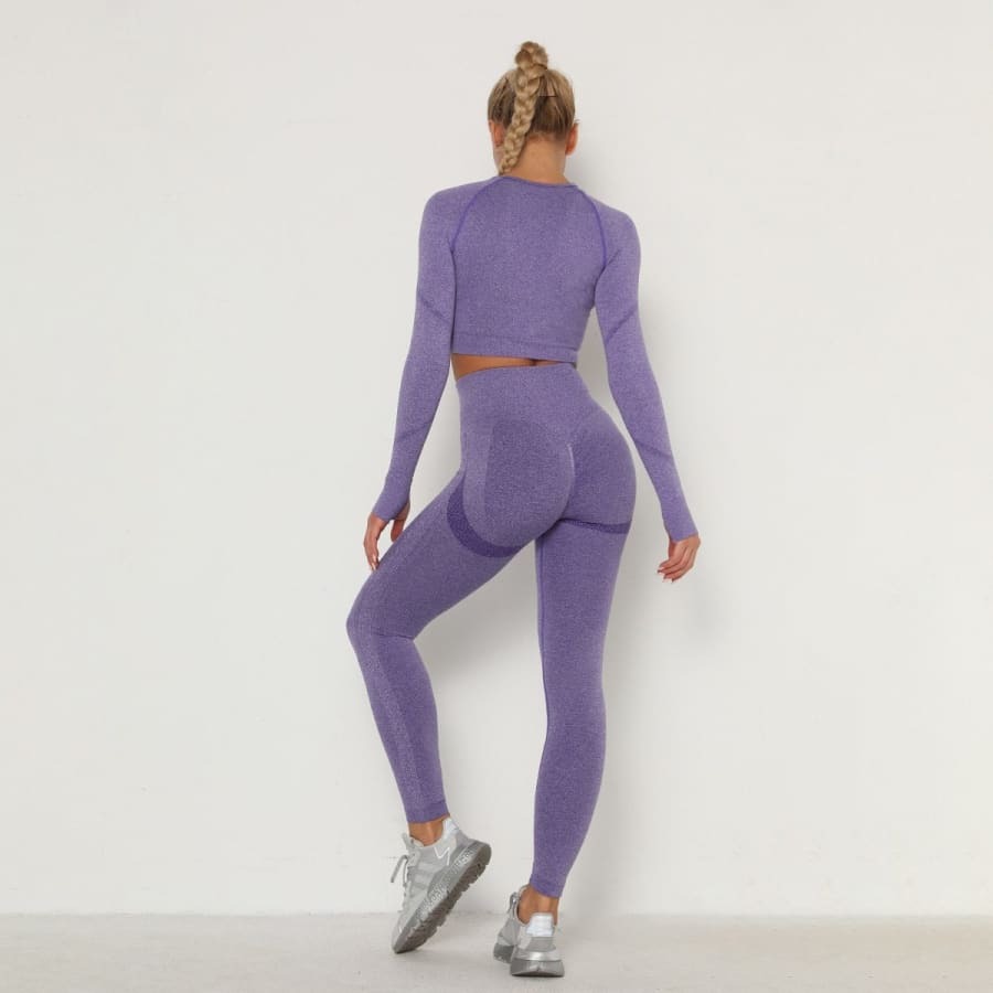 Conjunto Fitness Mesclado Feminino Sem Costura - Imagem 23