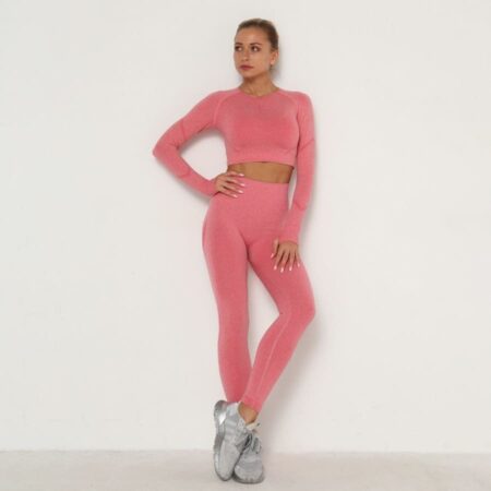 Conjunto Fitness Mesclado Feminino Sem Costura - Imagem 21