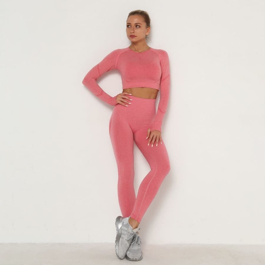 Conjunto Fitness Mesclado Feminino Sem Costura - Imagem 21