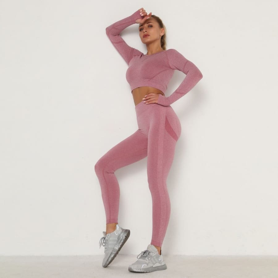Conjunto Fitness Mesclado Feminino Sem Costura - Imagem 25