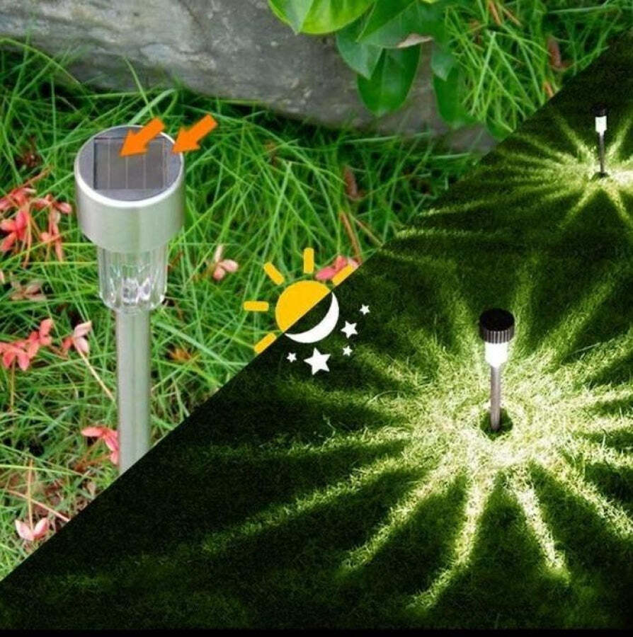 Luminária Para Jardim de Led Way Prata Led com Painel Solar - Imagem 2