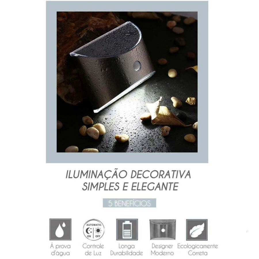 Luminária Para Jardim Wall Led com Painel Solar e Sensor de Movimento- 2 Unidades - Imagem 7