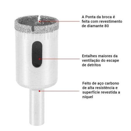 Kit 10 Bicos de Furo Diamantados Brocas Serra Copo - Imagem 2