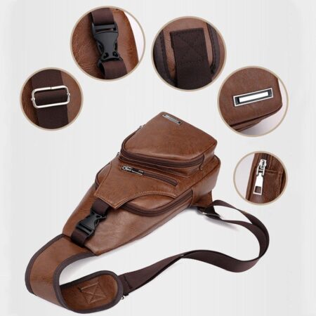 Bolsa Khalifa - Bolsa Transversal de Couro Masculina - Imagem 7