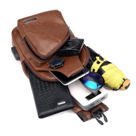 Bolsa Khalifa - Bolsa Transversal de Couro Masculina - Imagem 5