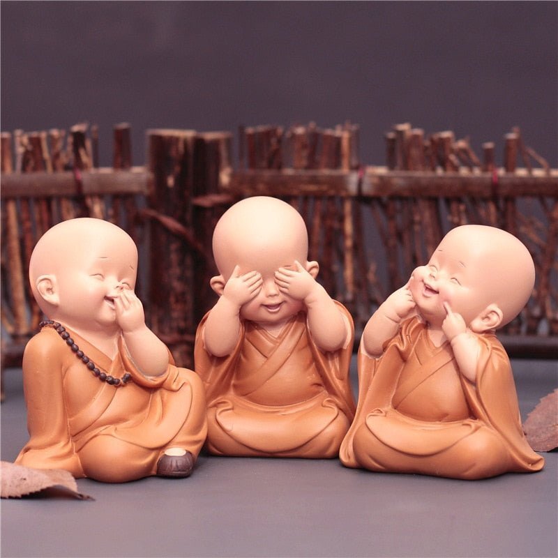 Escultura Decorativa 3 Monges - Imagem 5