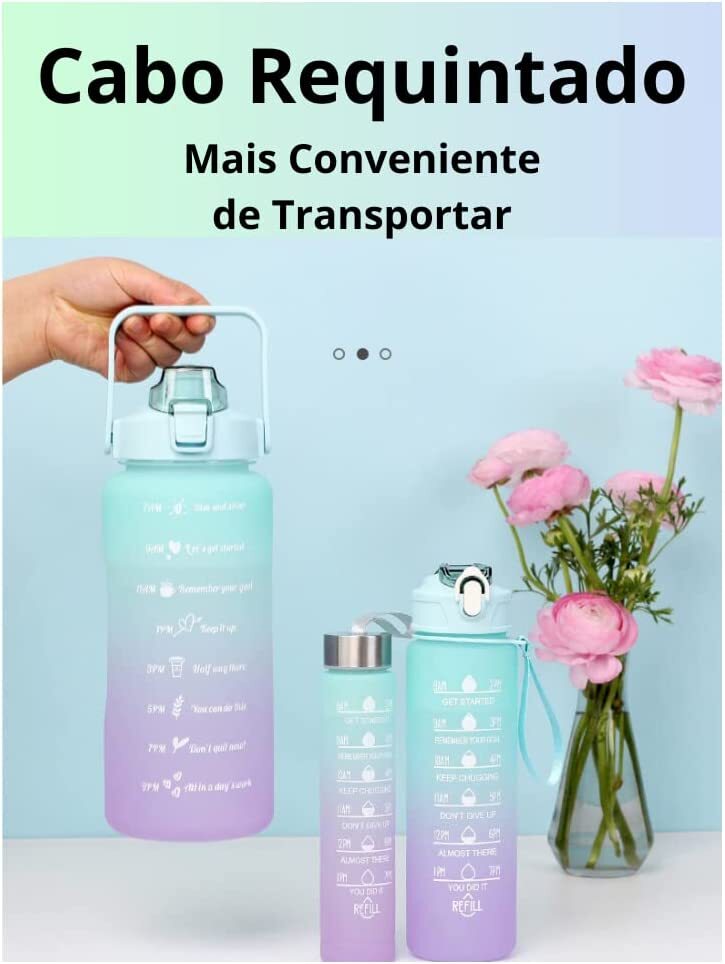Kit 3 Garrafas de água com Frases Motivacionais - Imagem 7