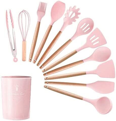 Kit com 12 Utensílios De Cozinha em Silicone e Madeira de Bamboo - Imagem 3