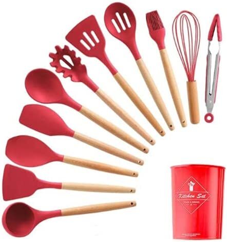 Kit com 12 Utensílios De Cozinha em Silicone e Madeira de Bamboo - Imagem 4
