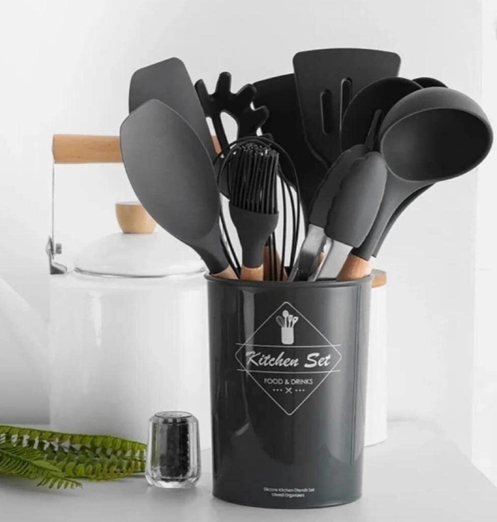 Kit com 12 Utensílios De Cozinha em Silicone e Madeira de Bamboo - Imagem 9