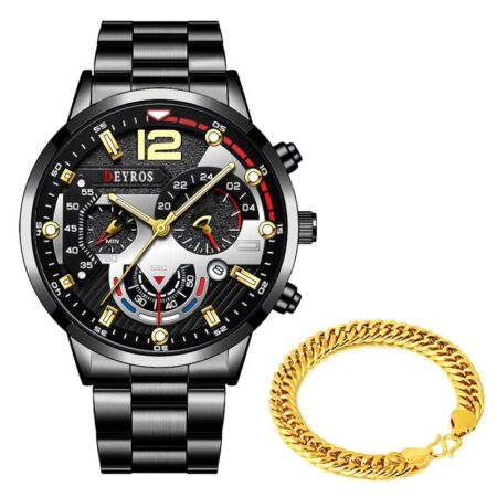 Kit Gold - Relógio + Pulseira Dourada - Imagem 7