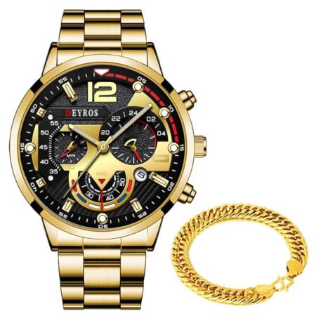 Kit Gold - Relógio + Pulseira Dourada - Imagem 8