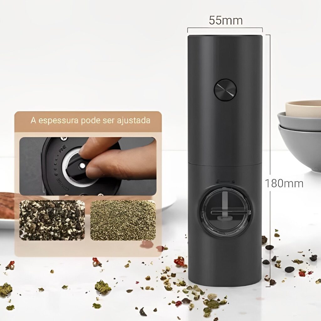 Moedor Elétrico Automático de Sal Pimenta Temperos com Ajuste de Moagem - Imagem 6